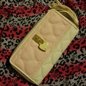 Betsey Johnson Pink and White Heart Stitch Wallet
